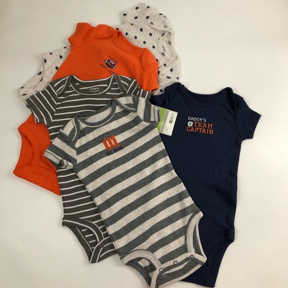 5 pc. Carters Baby Boy Sports Onesies - Picture 1 of 6